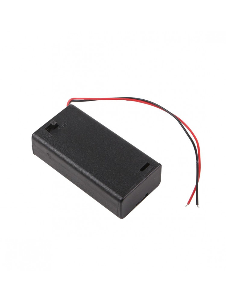 2-Slot AA Battery Holder with Cover and On/Off Switch